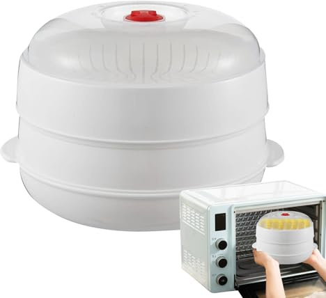 Vaporiera Per Verdure Per Microonde Completo Di Coperchio E Vassoio - Vaporiera per Patate da Microonde | Accessorio Cucina Per Scaldare Piatti Di Pasta Carne Pancetta Mais Patate