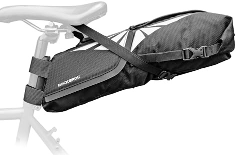 ROCKBROS Fahrrad Satteltasche 100% Wasserdicht 8L, Fahrradtasche Aufbewahrungstasche mit Reflektoren für Outdoor Gravelbike Mountainbikes Rennräder Bikepacking
