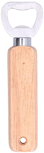 Baxnore Abrebotellas de mano con mango de madera Herramienta multiusos de barra de acero inoxidable para cocina, restaurante, hotel, bar, madera de caucho, 14x4 cm, 1,5 oz