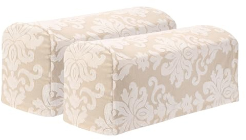 QUARKZMAN 1 Set Armlehnenschoner Sessel, Stretch-Jacquard mit - Aprikose | Großmuster Armkappen Sessel, Sofa, Couch Stretchy Armlehnenbezug，Schonbezüge Möbelschutz für,