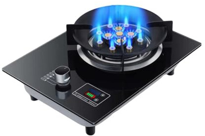 Réchaud À Gaz Portable, Plaque De Cuisson En Verre Autoportante, 13 Cavités, Minuterie Haute Performance, Kit D'alimentation NG/GPL, Avec Protection Contre L'extinction De La Flamme(LPG)