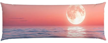 Cuscino Corpo Cuscino Gravidanza 160x50cm, Supporto Total Body Ergonomico, Copricuscini Allattamento e Maternità con Federa Velluto Lavabile, per Schiena, Pancia e Gamb, Decorativi (Luna Oceano) p-764