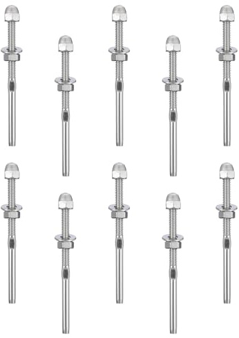 IWOWHERO Lot de 10 Tendeurs de Câble en Acier Inoxydable pour Garde-Corps Extérieur Embouts à Sertir pour Fixation Facile