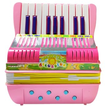 RASTKY Mini Acordeón Instrumento de Botón Ecológico ABS de 17 Teclas y 6 Bajos con Correa Duradera Sonido Agradable para Práctica en Solitario Verde/Rosa 7,8 X 3,9 X 8,7 Pulgadas (PINK)