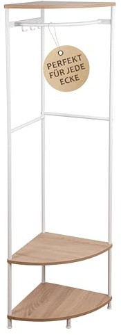 ONVAYA® Eckgarderobe - Stilvolle Kompaktgarderobe - Freistehende Garderobe mit Ablage und Kleiderstange - Schmale Flurgarderobe - Platzsparende Stehgardarobe - Hochwertiger Eck Kleiderständer