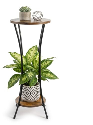SUNNYNEST 30 Inch Tall Plant Stand Indoor, 2 Tier Wooden Plant Stand, Corner Plant Stand for Indoor Plants, Modern Plant Shelf Flower Pot Holder for Living Room, Balcony, Patio & Garden, Rustic Brown