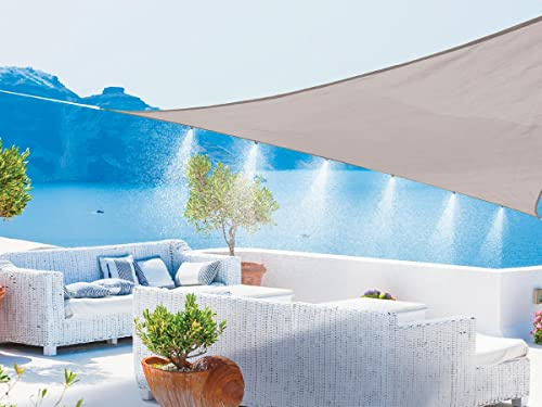 Voile d'ombrage triangulaire 3.60 m de côté avec brumisateur intégré - coloris gris/blanc