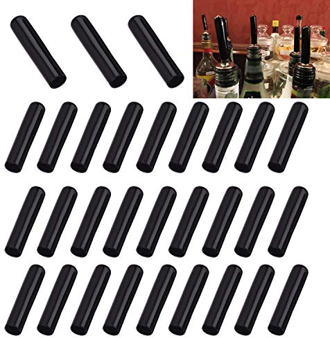 YouU 50 x 10mm Bottle Spout Dust Protection for Liquor Bottles Pour Spot Caps Pourer Covers Liquor Caps Black 30 Pcs