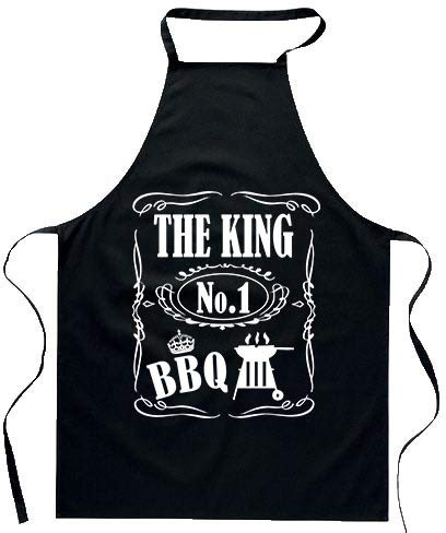 bubbleshirt Grembiule Barbecue Divertente The King N°1 BBQ - in Poliestere - Idea Regalo Originale per Appassionati di Griglia, Papà e Cuoco