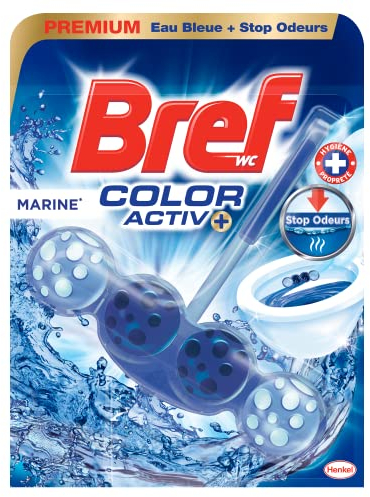 Bref WC - Color Activ+ Lagon – Produit Nettoyant WC – Eau Turquoise + Stop Odeurs - 4 éléments actifs - Action nettoyante - Formule anti-calcaire - Anti-saleté - Extra fraicheur - 1 Bloc WC (50g