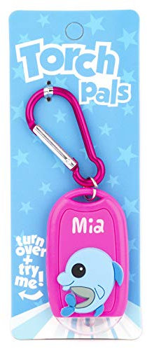 Stands Out, Supplying Outstanding Gifts Mia Name Dolphin Girls Pink Novelty Personalised Mini LED Toy Torch Carabiner Clip