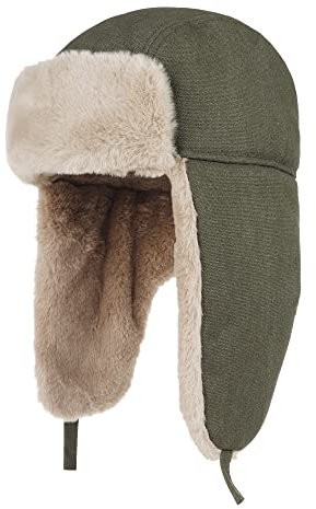 PivotWing Winter Fliegermütze, Wolle Trappermütze Winddicht Baumwolle Wintermütze mit Ohrenklappen Warm Unisex Kunstfellmütze für Skifahren Schlittschuhlaufen Outdoor Aktivitäten Armee
