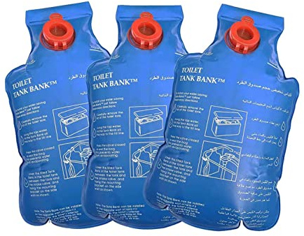 LOWENERGIE Toilet Water Saving Device Cistern Tank Bag Bank Flush Insert Dual Clip Hook (3 Pack)