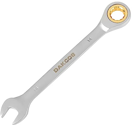 DAKCOS Llave combinada de trinquete Llave fija con carraca de 14mm, Cr-V