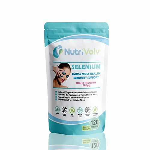 Selenium 200mcg | 120 Tablets | Hair Skin & Nail Supplement for Women & Men | Immune System Support | L-Selenomethionine | Vegan