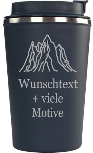 Geschenkissimo Kaffeebecher to go petrol mit Name, Spruch, Motiv - personalisierter Edelstahlbecher 0,35 l, Kaffee und Tee unterwegs, individuelles Geschenk für Lieblingsmenschen, Mehrwegbecher