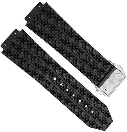 SHZZHS Per Hublot Big Bang cinturino autentico cinturino in caucciù da uomo con fibbia in acciaio inossidabile 25 * 19 mm