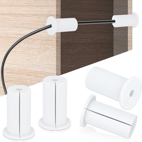 Yunir Ethernet Cable Grommet, 4PCS 1 Inch Portable Rubber Wall Hole Cable Routing Kit, for Organizing Cables with A Diameter of 7mm or Less (White)