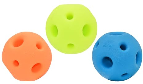 Multipet Happy Pet Breeze Ball Hundespielzeug – leichter, atmungsaktiver Ball mit abgerundeten Löchern für Luftzirkulation und einfaches Atmen – schwimmt auf dem Wasser und springt zum Apportieren und