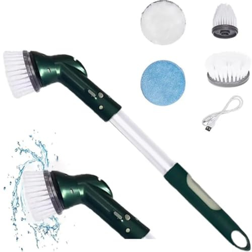 Electric Power Scrubber, New for 360 Degree Cleaning Electric Scrubbing Brush With 3 Replaceable Heads for Tile Sink Shower Tub Bathroom Floor Car Wash(green)