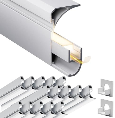 LASLUX 20 x Perfil de ángulo LED de aluminio de 2 m (40 m) Perfil de zócalo Perfiles de pie LED Perfil de techo para como 9 mm tiras de LED/Listro de pizarra/Led, para montaje en pedestal y esquina