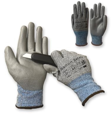 Dalton Safety 3 Pairs Of Large Cut Resistant Level 3 Work Gloves, HPPE Knitted Cuff, PU Coated Palm & Fingertips. Perfect For General Duty, Gardening, Glass Cutting & Sheet Metal Handling