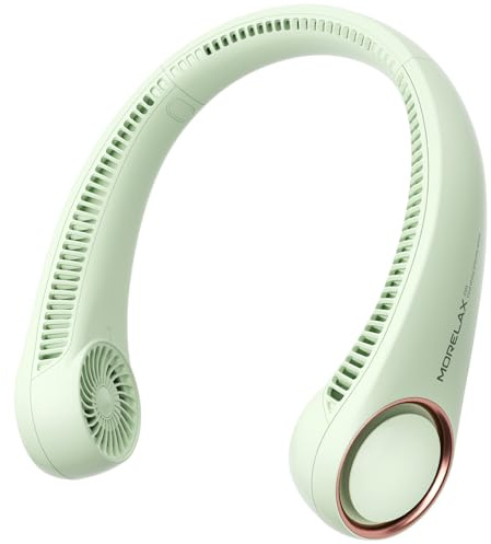Morelax Tragbarer Nackenventilator, 360°-Luftstrom, Flügelloser Nackenventilator, 3 Geschwindigkeitsstufen, leiser Betrieb, Ideal für den Einsatz im Freien, auf Reisen und zu Hause, Grün