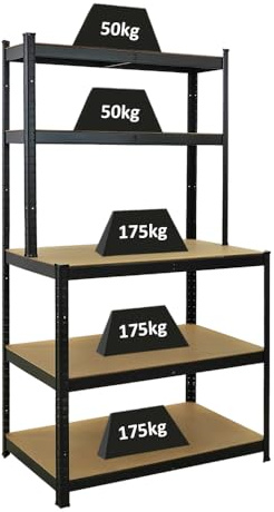 PROREGAL Packtisch Giant Beast HxBxT 180x100x60cm Fachlast 175kg Schwarz Werktisch Arbeitstisch Werkbank Lagereinrichtung Werkstatteinrichtung