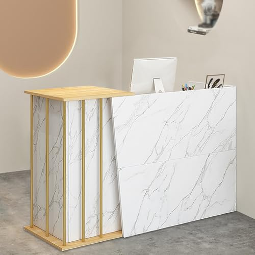 Receptiondisk För Skönhetscenter, Professionell Receptionsdisk I Trä Med Låsbar Låda, Kassadisk För Hem Kontor Och Klädbutik B 140cm