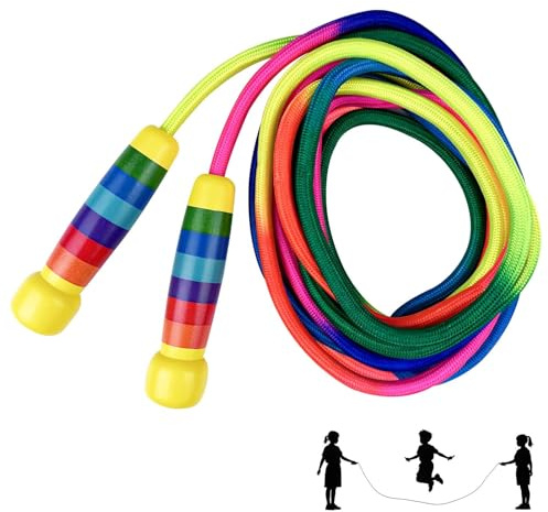 Pryzmax 5M Comba de Saltar Niña, Cuerda Saltar Fitness Mujer, Saltador Niños, Jump Skipping Rope, Cuerda de Saltar Arcoiris para Niños, Children'S Rainbow Skipping Rope, para Ejercicios de Fitness