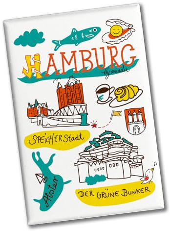 Hamburg Wimmelbild Souvenir Magnet - Speicherstadt Reiseerinnerung für Sammler und Touristen, dekorativer Souvenir Magnet