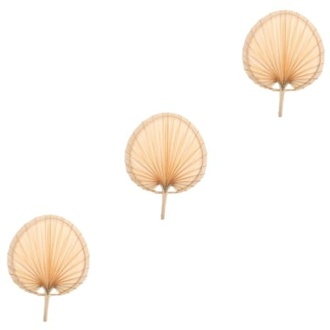 SHERCHPRY 3 Pièces Éventail de Palmier Fait Main Éventail Tissé Été Ventilateur à Main Durable pour Fête et Plage pour Bureau et Barbecue Un pour Amis et Famille