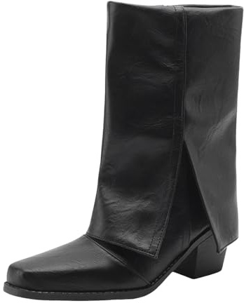 Générique Bottes pour Femme Botte Femme Talon Chaussures Pieds Larges Chaussure De Randonnée Bottes Chaudes Fourrées Hiver Cowboy Mollet Large Equitation Boots Cuir Bottine Caoutchouc Cavalieres,41