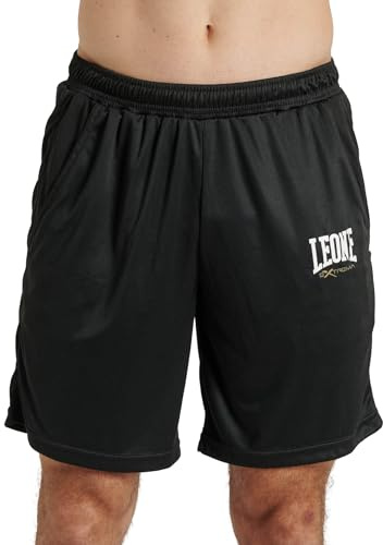 Leone 1947 Herrshorts logotyp - sportshorts träning fitness gym boxning kickboxning svart/XL - ABX121