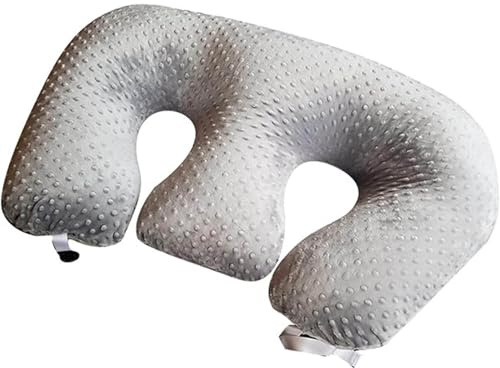 Multifunktionales Zwillings-Stillkissen - Zwillings-Stillunterstützung für Schwangerschaft, Flaschenfütterung, Bauchzeit & Reflux - Weicher, maschinenwaschbarer Baumwollbezug (Grau)