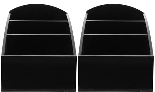 DRESSOOS 2Pcs Coffee Bar Organizer Sugar Bag Holder and Condiment Packet Storage Box for Hotel and Desktop Use, Black Sugar Packet Container for Tea and Instant Coffee