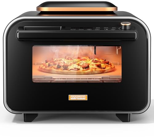 KINGWISE Pizza Oven, Pizza Maker with 5 Preset Modes | Adjustable Time & Temp to 400°C, Pizza Oven Indoor with 13 Inch Pizza Stone, Complete Pizza Making Set Included