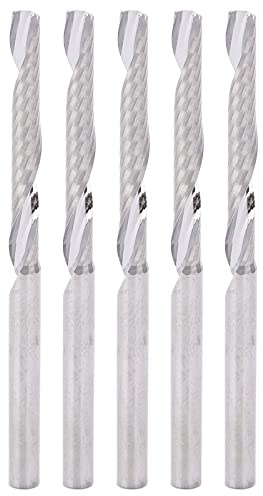 5 unidades de fresas de mango recto, cortador de fresado en espiral de una ranura, brocas de fresado CNC de acero de tungsteno para tallado en madera, diámetro del mango 3,175 mm,