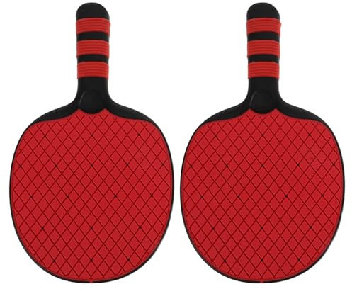 DEARMAMY 2 Stück Tischtennisschläger Penhold mit Rutschfestem Griff Kunststoff Trainingsschläger für Anfänger Indoor Outdoor Rot