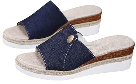 Nidddiv Espadrilles - Pantofole da donna con tacco ortopedico, con punta aperta, con plateau