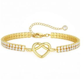 Turandoss Gold Bracelets for Women Girls, Dainty Tennis Bracelets for Women
