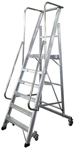 KTL Escalera Plegable con Plataforma y guardacuerpos 6 peldaños móvil Profesional Serie 2XL-s