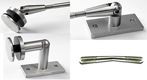 Edelstahl Halterungen für Glasvordach runde Ausführung (1500mm Zugstange)