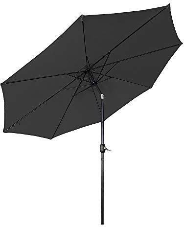 AufuN Sonnenschirm 300cm mit kurbel UV Schutz Neigbar 40+ - Dunkelgrau Alu Balkon Terrassenschirm Marktschirm Gartenschirm (Dunkelgrau)