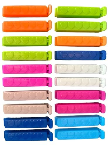 ASPIRE UK 10 x Reusable Food Bag Sealing Clips Strong Plastic Bag Clips for Kitchen Storage Airtight Snack Bread Cereal Freezer Bags Food Saver Sealers Multicolour