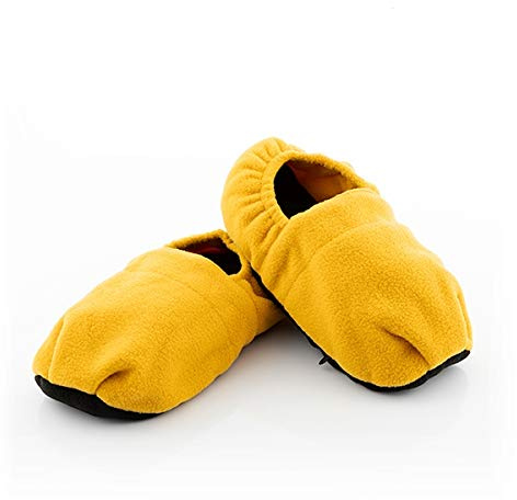 InnovaGoods Unisex Mikrowellenheizbare, wärmt Ihre Füße schnell und bequem, mit Hausschuh-Design und wärmender Funktion, ideal für den Winter. Senf, Einheitsgröße