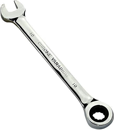AERZETIX - Llave Plana combinada manual extremo abierto/Clásico 10mm - a Llave de trinquete 10mm Anillo/Ojo 12 lados - Métrico - CR-V - para Apriete/Ensamble - Mango Recto Pulido - DIN 3113 - C45505