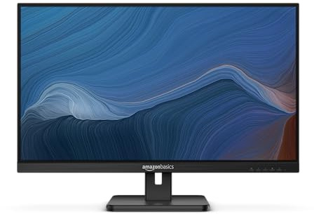 Amazon Basics 27 in IPS Monitor, Full HD 1080P, 75 Hz, Adjustable Stand, HDMI, Display Port, VGA Input, Built-in Speakers, VESA Compatible, Black
