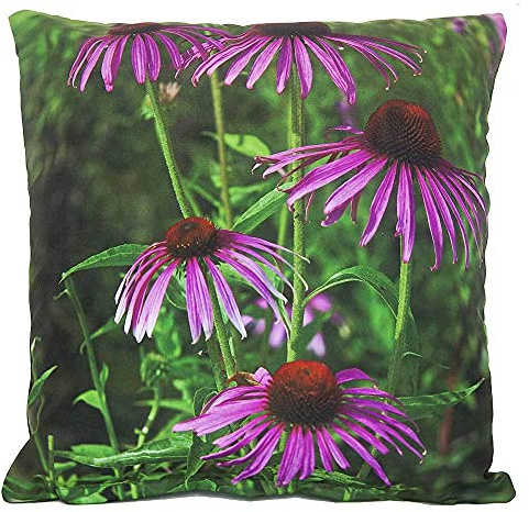 zeitzone Outdoor Kissen Sonnenhut Lila Blume Gartenkissen Wasserabweisend 50x50cm