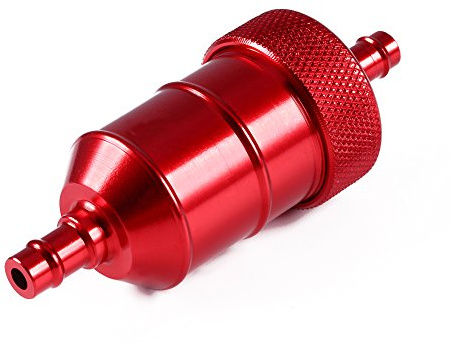 Inline-Gasfilter für Motorrad, 6 mm Benzinfilter, Rot | 1/4 Anschluss, Für Motorrad & Fahrrad, Waschbar & Wiederverwendbar
